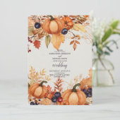 Invitation Pays Floral Citrouille Mariage de script (Debout devant)