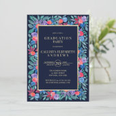 Invitation Pays Floral Fraises Aquarelle Graduation (Debout devant)