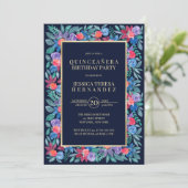 Invitation Pays Floral Fraises Aquarelle Quinceañera (Debout devant)