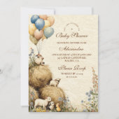 Invitation Pays Hay Bale Baby shower d'animaux de ferme (Devant)