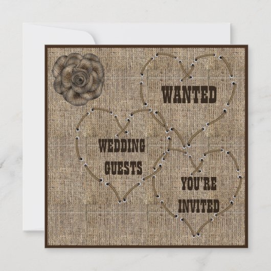 Invitation Pays Hessian Burlap Mariage (Devant)