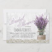 Invitation Pays Lavande Floral Mason Jar Fête des mariées (Devant)