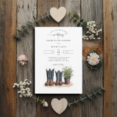 Invitation Pays M. Mme Cowboy Bottes Mariage Fleur sauvage