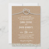 Invitation Pays Mariage rustique Floral Tying Knot Kraft (Devant)