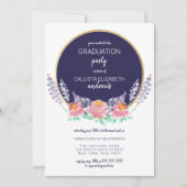 Invitation Pays Marine Pink Lilac Fleur sauvage Graduation (Devant)