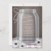 Invitation Pays Mason Jar Daisy Rose En vichy Mariage (Devant)
