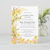 Invitation Pays moderne Jaune Rose Foral Funérailles (Debout devant)