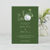 Invitation Pays moderne Poted Plante Vert foncé Mariage (Debout devant)