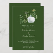 Invitation Pays moderne Poted Plante Vert foncé Mariage (Devant / Derrière)
