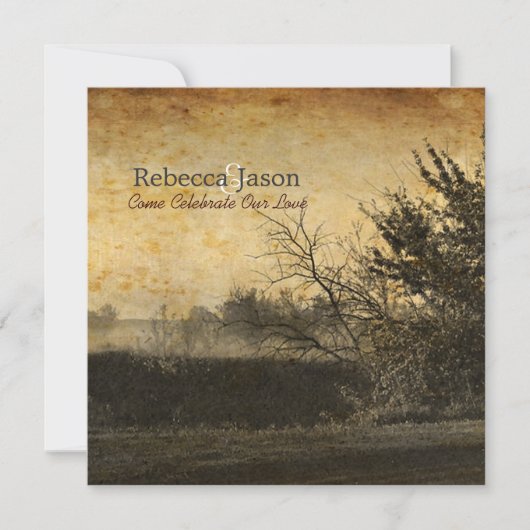 Invitation pays ouest automne arbres rustique ferme mariage (Devant)