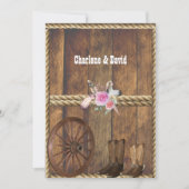 Invitation Pays Ouest Mariage Rose Roses Plumes Rope I (Devant)