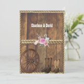 Invitation Pays Ouest Mariage Rose Roses Plumes Rope I (Debout devant)