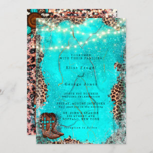 Invitation Pays Ouest Turquoise Boots Mariage