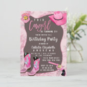 Invitation Pays Parties scintillant rose fille Aquarelle Anni (Debout devant)