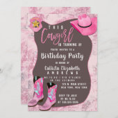 Invitation Pays Parties scintillant rose fille fille enfant a (Devant / Derrière)