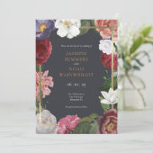 Invitation Pays Rose Floral Faux Gold Foil Enregistrer la dat (Debout devant)