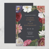 Invitation Pays Rose Floral Faux Gold Foil Enregistrer la dat (Devant / Derrière)