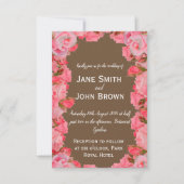 Invitation Pays rose mariage fleuri et marron rustique (Devant)