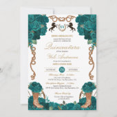 Invitation Pays Rose turquoise Ouest Charro Quinceanera (Devant)