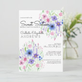 Invitation Pays Rose violet d'aquarelle florale douce 16 (Debout devant)