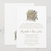 Invitation Pays Russe Floral Monogramme Mariage de couronne (Devant / Derrière)