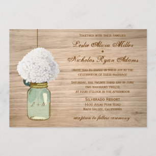 Invitation Pays Russe Mason Jar Hydrangea Mariage