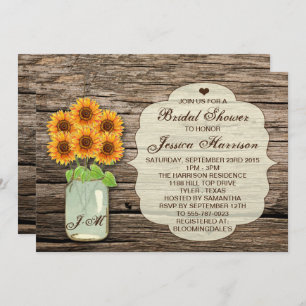 Invitation Pays Russe Sunflower Mason Jar Fête des mariées