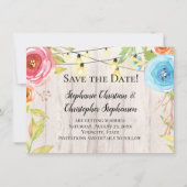 Invitation Pays Rustic Bois Chaîne Lumière Enregistrer la dat (Devant)