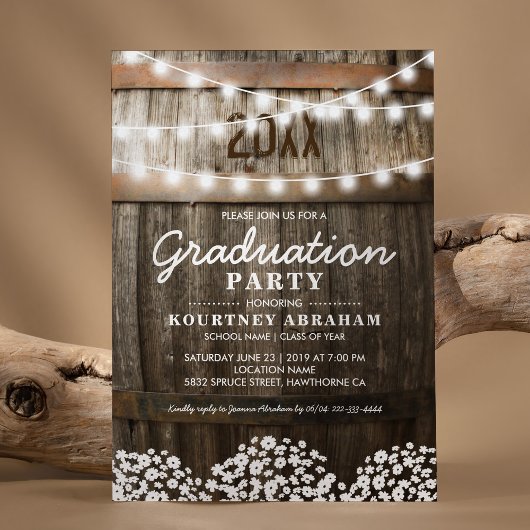 Invitation Pays Rustic Graduation Party Classe de 2025