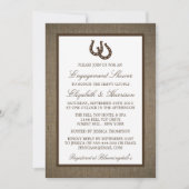 Invitation Pays Rustic Horseshoe Brown Burlap Fiançailles (Devant)