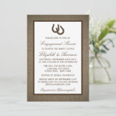 Invitation Pays Rustic Horseshoe Brown Burlap Fiançailles (Debout devant)
