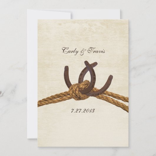 Invitation Pays Rustic Horseshoe Mariage (Devant)