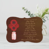 Invitation Pays Rustic Red Mason Jar Fête des mariées Invitat (Debout devant)