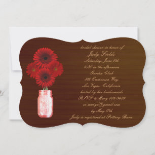 Invitation Pays Rustic Red Mason Jar Fête des mariées Invitat