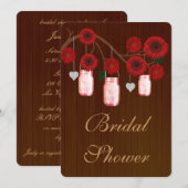 Invitation Pays Rustic Red Mason Jars Fête des mariées Invita (Devant / Derrière)
