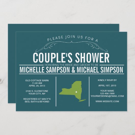 Invitation Pays Rustic State Couple's Shower (Devant / Derrière)