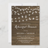 Invitation Pays Rustic String Lights Dîner de répétition (Devant)