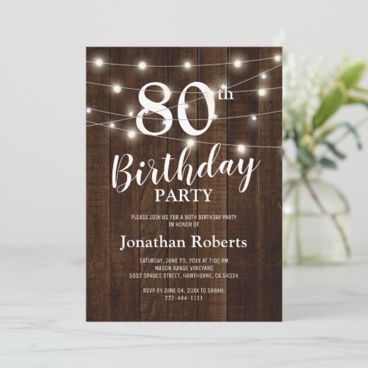 Invitation Pays rustique 80e fête d'anniversaire (Debout devant)