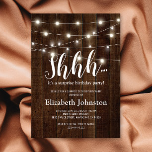 Invitation Pays Rustique Adulte Surprise fête d'anniversaire