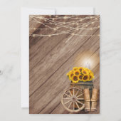 Invitation Pays rustique avec tonneau de bois et tournesols (Dos)