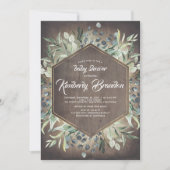 Invitation Pays rustique | Baby shower verdoyant Gold Frame (Devant)