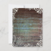 Invitation pays rustique bleu grange dentelle en bois (Devant)