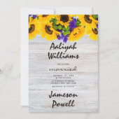 Invitation Pays rustique bois blanc jardin fleuri mariage (Devant)