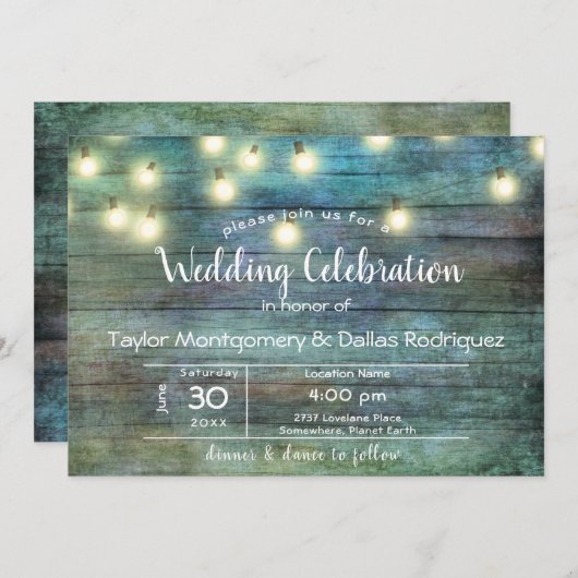 Invitation Pays rustique | Bois Vintage | BROWN (Devant / Derrière)