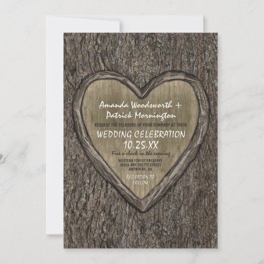 Invitation Pays Rustique chêne écorce d'écorce Mariage Invita (Devant)