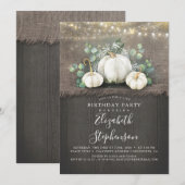 Invitation Pays rustique Citrouille blanc Anniversaire d'auto (Devant / Derrière)