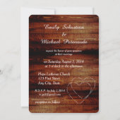 Invitation Pays Rustique Classique Bois Coeurs Mariage Invita (Dos)