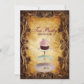 Invitation pays rustique cupcake brique douche thé fête (Devant)