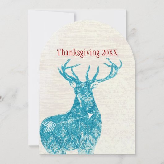 Invitation Pays rustique Dîner d'action de grâces de cerfs (Dos)