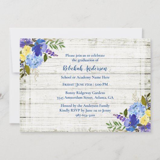 Invitation Pays rustique Diplôme Floral (Dos)